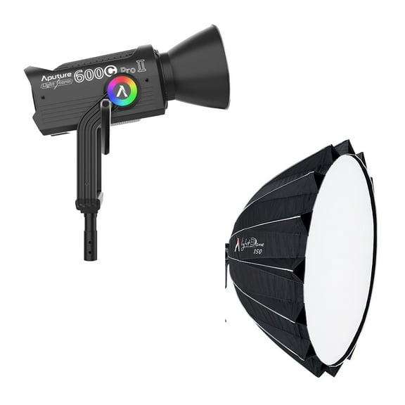 Aputure LS 600C Pro II RGB LED Monolight with 46 Built-In Preset Source Effects (A-Mount) Bundle with Aputure Light Dome 150 (2 Items)
