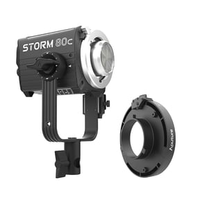 Aputure STORM 80c IP65 Weather-Resistant 80W Full-Color Compact Point Source Fixture (Black) and Bowens Mount Adapter Bundle (2 Items)