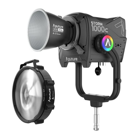 Aputure Storm 1000c Point-Source Fixture with Wide Hyper Reflector (Black) Bundle with Aputure CF12 12-Inch Bowens Mount Fresnel (Black) (2 Items)