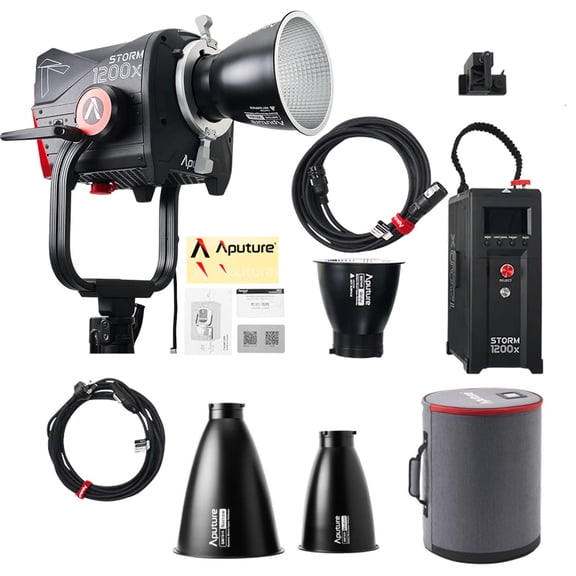 Aputure Storm 1200x Dual-Color Point Source Light Fixture (Black) Bundle with Aputure Storm 1200x Reflector Kit with 15-Degree Narrow and 30-Degree Medium Reflectors (Black) (2 Items)