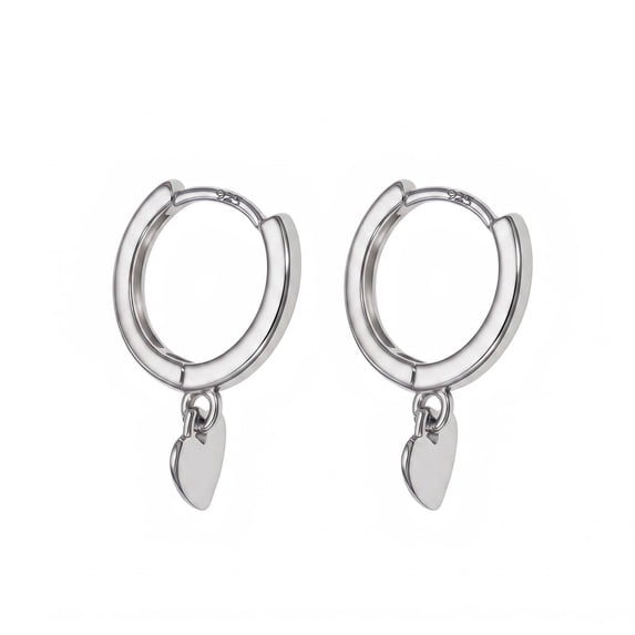 Apvirren Heart Dangle Hoop Earrings for Women,White Gold Plated Love Heart Earrings with 925 Silver Post,Hypoallergenic Earrings Jewelry Gift