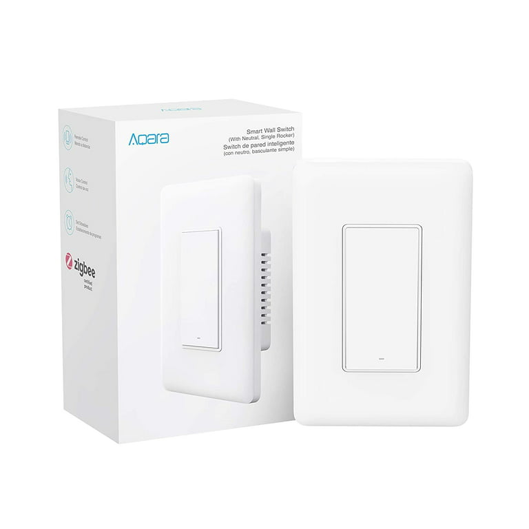 Aqara Smart Light Switch (with Neutral, Single Rocker), Requires AQARA HUB,  Zigbee Switch, Remote Control and Set Timer for Home Automation, Compatible  with Alexa, Apple HomeKit, Google Assistant 