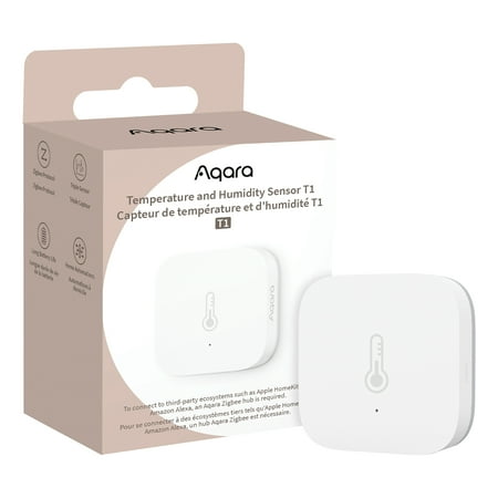 T1 Temperature and Humidity Sensor- Requires Aqara Hub, Supports Apple HomeKit, Alexa, Google, SmartThings - White