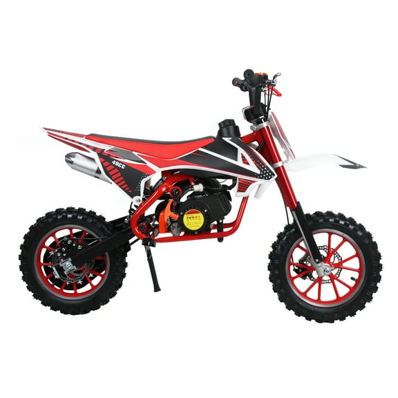 Aqmeifen Kids Mini 49cc Gas Dirt Bike 2-Stroke Ride-on Pocket Motorcycle with Disc Brakes Speed 25 mph Red