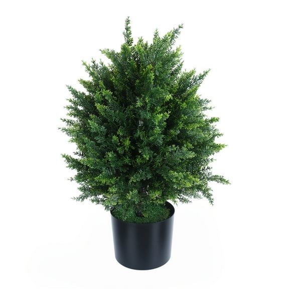 Aqmeifen Set of 2 Artificial Cypress Tree for Potted, 22" Fake Shrubs with Pot, Faux Evergreen Plants for Home Porch Decor