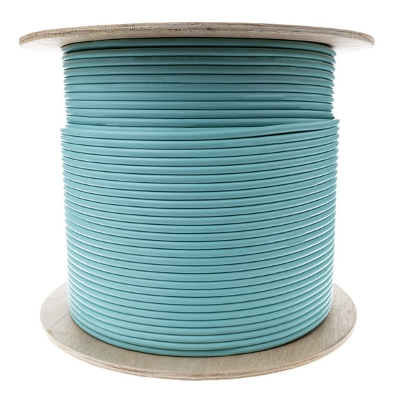 Aqua 24 Corning ClearCurve Multimode OM4 Fiber Optic Cable 50/125, 10Gbit/s, Riser Rated, PVC Jacket, 1000ft