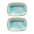 thumbnail image 1 of Aqua 6.5" x 4.5" x h:1.5" 12 oz. Rectangular Blue Porcelain Deep Plate (Set of 2), 1 of 3