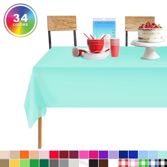 Aqua 6 Pack Standard Disposable Plastic Party Tablecloth 54 Inch. x 108 Inch. Rectangle Table Cover By Zimpleware