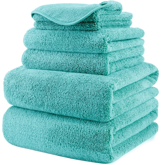 Aqua 6 Piece Quick Dry Lint Free Microfiber Bath Towel Set