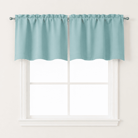 Aqua 60"W x 18"L (Pack of 1) Valance Window Curtain for Kitchen Bedroom Living Room RV Bunk