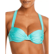 Aqua AQUA Ruched Underwire Bikini Swim Top, US X-Large