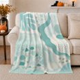 thumbnail image 1 of Aqua Abstract Sea Shapes with White Waves and Pebbles, Playful Coastal Motif for Beach Lovers, Birthday Gift, Soft Flannel Blanket for Beach House and Reading Nook, Coastal Home Decor, 1 of 9
