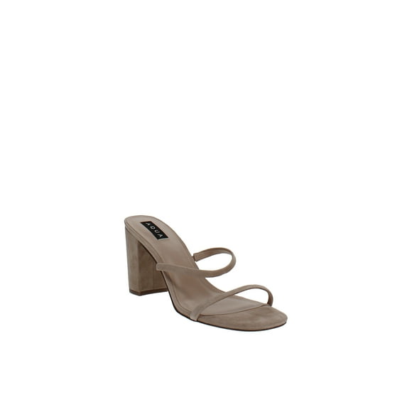 Aqua | Adele Open-Toe Block High-Heel Sandals | Tan | Size 10