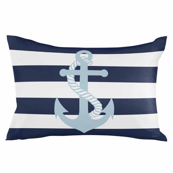 Aqua Anchor Summer Coastal Throw Pillow Cover, Pillowcase Protectors with Zipper, Breathable Decorative Lumbar Pillow Case Cover, Pillow Shams for Couch Sofa 16x24Inch