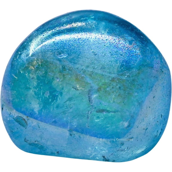Aqua Aura Quartz (Blue Paani) Crystal Tumbled Stones Polished Rocks (1 OZ)