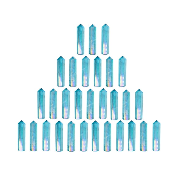 Aqua Aura Quartz Crystal Points Bulk 3 Pcs, Hexagonal Healing Point