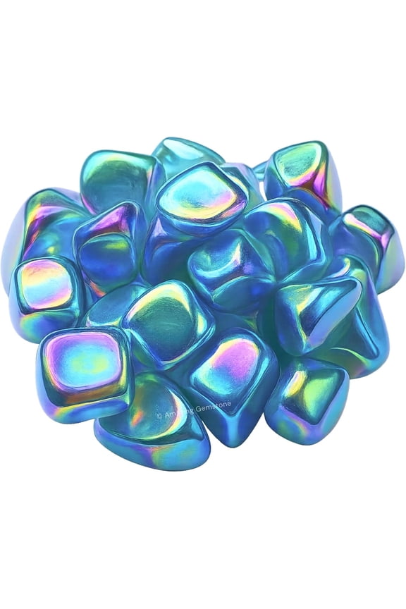Aqua Aura Quartz Crystals and Healing Stones Tumbled - 1000+ Carats