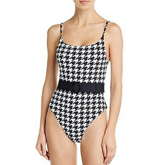 Aqua BLACK Fall Voyage Belted Maillot One Piece Swimsuit, US Large