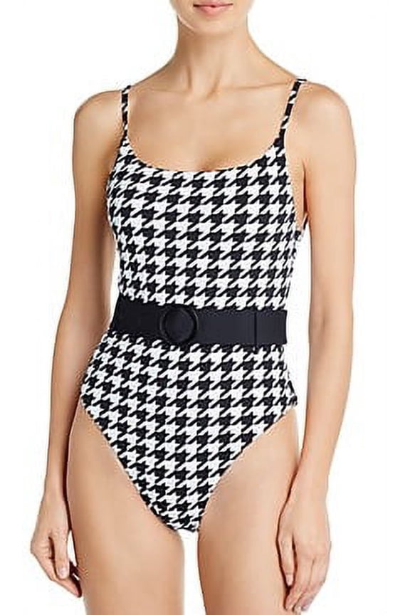 BLACK Fall Voyage Belted Maillot One Piece Swimsuit, US Medium