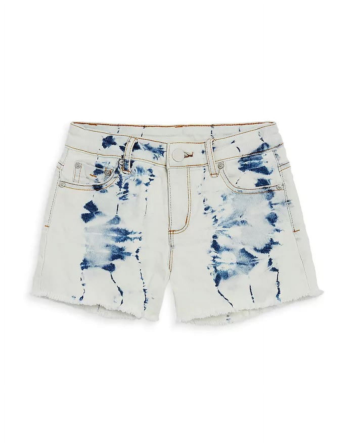 Girls Light Blue Washed Lycra A-Line Above Knee Shorts