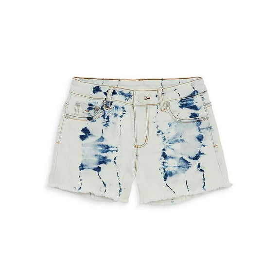 Aqua BLUE/WHITE Girls' Tie Dyed Denim Shorts, US 8