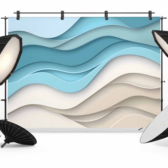 Aqua Beige Ombre Backdrop for Photoshoot,Photography Photo Studio Background Wall Backdrop,Modern Abstract Moire Art Geometric Back Drop Banner Panel for Portraits Wedding Party Live Streaming 10x8Ft