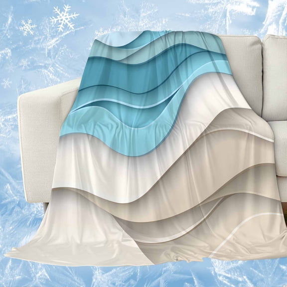 Aqua Beige Ombre Cooling Blanket,Lightweight Breathable Summer Throw Blanket with Double Sided Cold Effect,Modern Abstract Moire Art Geometric Picnic Blankets Bed Sheet for Hot Sleepers 30"x40"