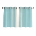 thumbnail image 1 of Aqua Beige Striped Kitchen Curtains Short 45 Inch Length, Modern Farmhouse Retro Lines Grommet Top Bedroom Living Room Curtains, Light Filtering Cafe Curtain Drapes 2 Panels Set 84''x45'', 1 of 9