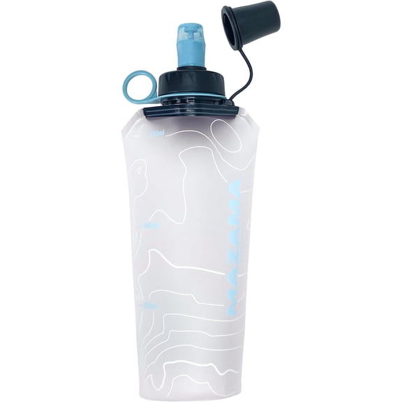 Aqua Bend Collapsible Soft Water Bottle/Flask/Canteen. Ultralight and . Ideal for Running, Hiking, Cycling, Climbing. Fits Hydration Vests. (Glacier, 750ml)
