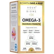 Aqua Biome by Enzymedica, Fish Oil Maximum Strength, Complete Omega 3 Supplement, DHA, EPA, DPA, Gluten Free & Non-GMO, 120 softgels (60 servings)