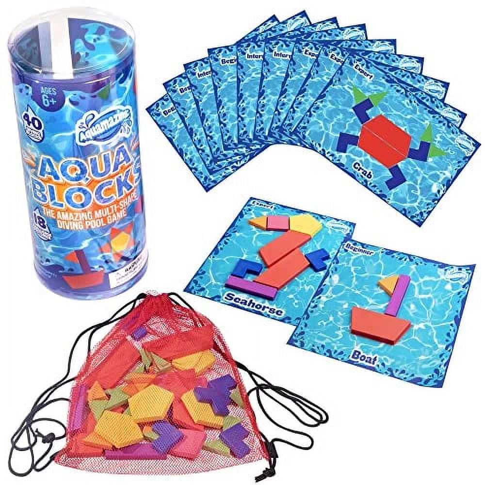 Aqua Blocks Pool Diving Game 40 MultiShape Sinking Toys, 18 Challenge