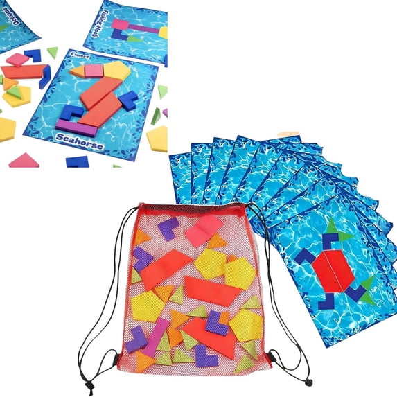 Aqua-Blocks Pool Diving Game Set, with Easy Grip Toys, Multicolor, Includes 18 Multi-Shape Sinking Toys, 18 Challenge Cards, Kids Swimming Activity Game, Pool Game for Outdoor Summer