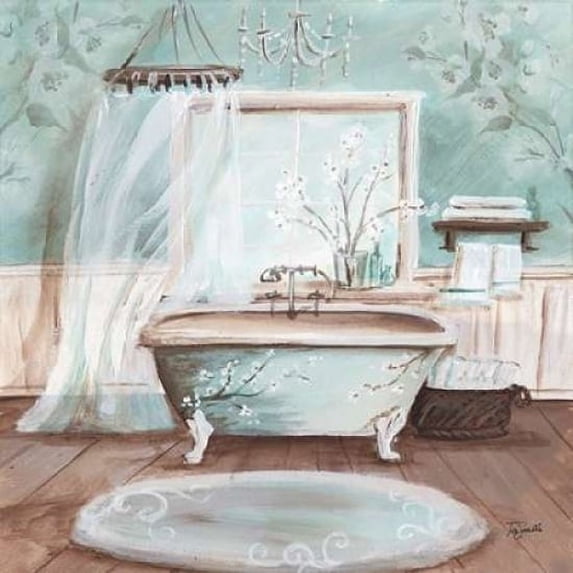 Aqua Blossom Bath II Poster Print by Tre Sorelle Studios