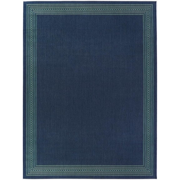 Aqua/Blue 5 x 7 Border Indoor/Outdoor Area Rug