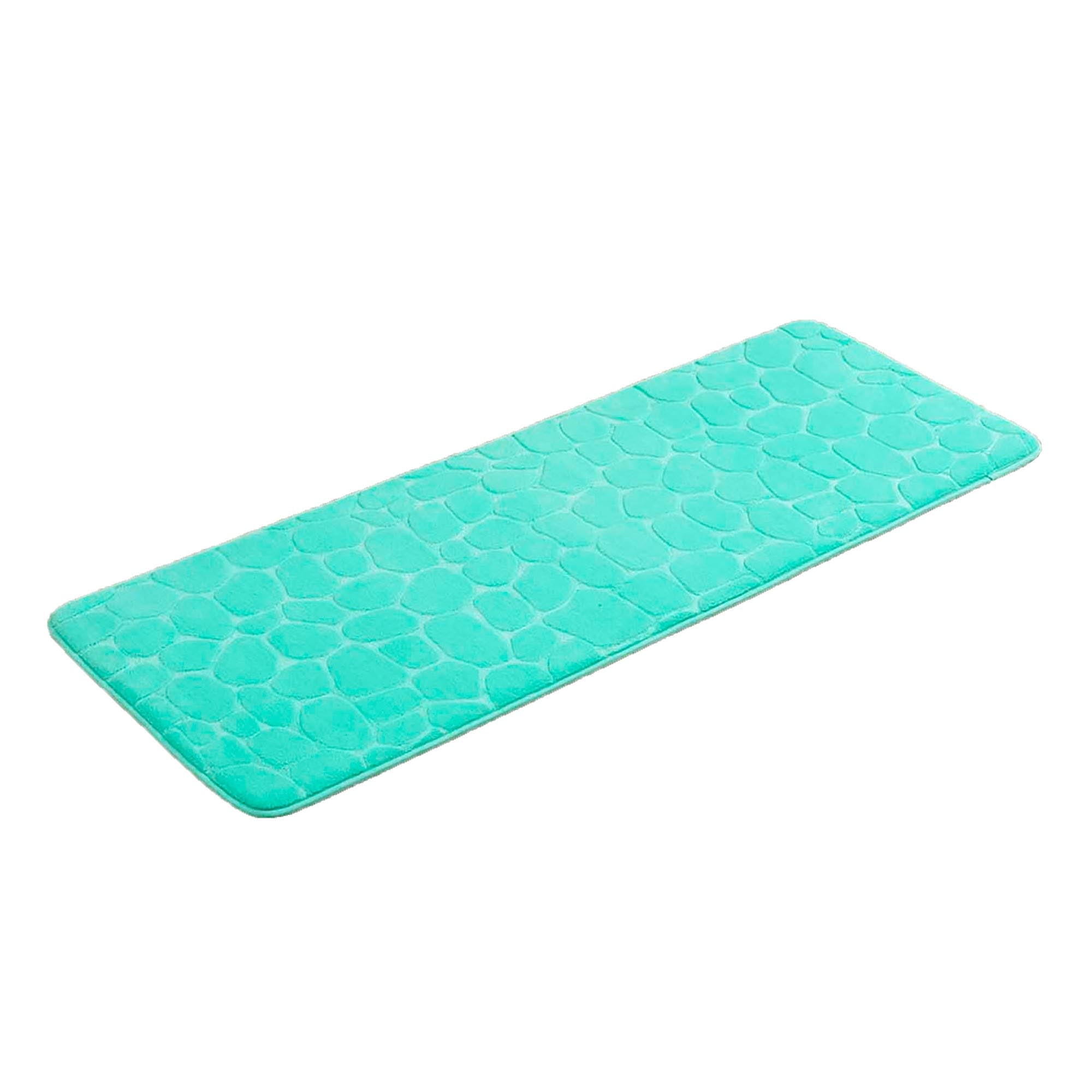 Aqua Blue Bath Rug Runner Mat Memory Foam 3D Pebble 48"L x 18"W