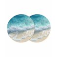 thumbnail image 1 of Aqua Blue Beach Round 15 Inch Placemats Set of 2, Coastal Seawaves Sand Shore Scenery HeatResistant Non Slip Place Mats for Dining Table, Wipeable Braided Kitchen Table Mats for Housewarming, 1 of 9