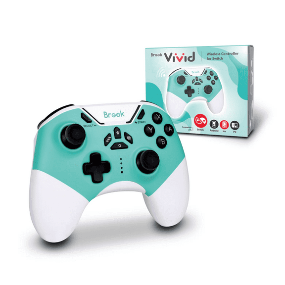 Aqua Blue Brook Vivid Wireless Controller for the PC/IOS/Android/Nintendo Switch