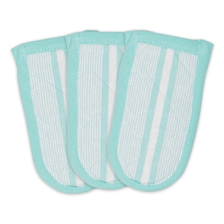 Aqua Blue Chef Stripe Pan Handle (Set of 3) 6x3