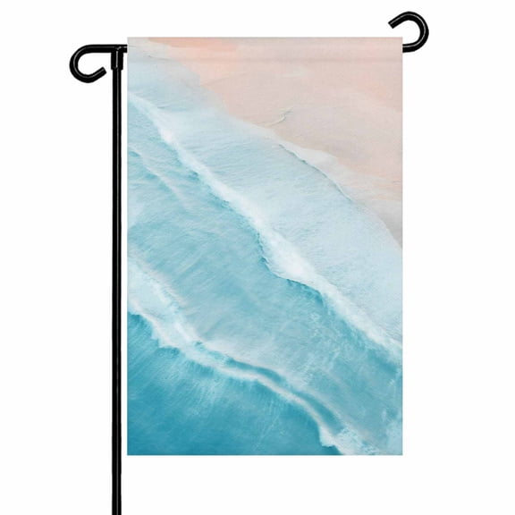 Aqua Blue Coastal Beach Garden Flags for Outside Ocean Sea Water Double Sided Yard Flags Outdoor House Decoration, Small 12X18 Inch,