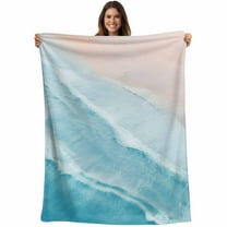 Aqua Blue Coastal Beach Throw Blankets, Ocean Sea Water Soft Fleece Blanket Decorative for Home Sofa Couch Chair Living Bedroom, 50x60 inches,