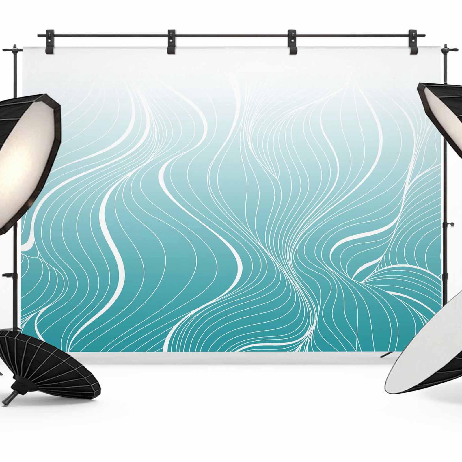 Aqua Blue Geometric Backdrop for Photography,Fabric Photo Background ...