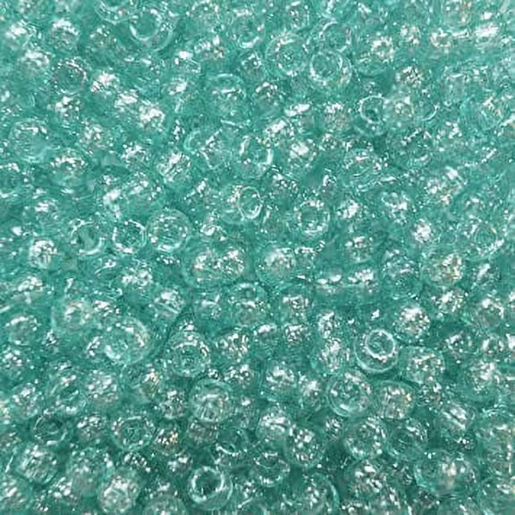 Aqua Blue Glitter Sparkle Crow Beads Pony Beads Made in USA 6x9mm