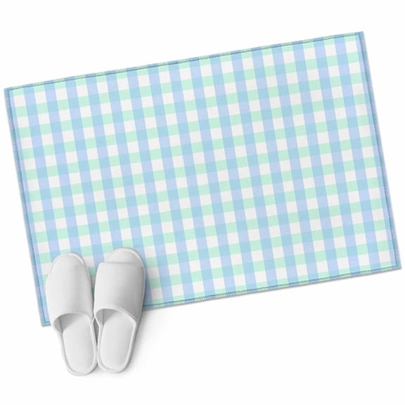 Aqua Blue Green Large Area Rugs for Bedroom Living Room, Soft Non Slip Carpet Bedside Rug, Checkered Plaid Gingham Lattice Trellis Rectangular Floor Cover Kitchen Accent Rug 2'x3' for Office