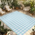 thumbnail image 1 of Aqua Blue Green Outdoor Rug 5x8 Ft - Reversible Patio Rug Outdoor Camping Rugs, Checkered Plaid Gingham Lattice Trellis Indoor Outdoor Area Rugs, Non-Slip Outdoor Carpet Runner for Deck/Porch, 1 of 8