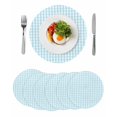 thumbnail image 1 of Aqua Blue Green Round 15 Inch Placemats Set of 6, Checkered Plaid Gingham Lattice Trellis HeatResistant Non Slip Place Mats for Dining Table, Wipeable Braided Kitchen Table Mats for Housewarming, 1 of 9