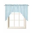 thumbnail image 1 of Aqua Blue Green Swag Valances for Windows, Small Curtains Drapes, Checkered Plaid Gingham Lattice Trellis Kitchen Window Curtains Over Sink Window Treatment Valance for Bedroom/Bathroom 56"x36", 1 of 5