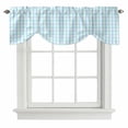 thumbnail image 1 of Aqua Blue Green Tie Up Valance Curtains for Windows, Kitchen Curtains Window Treatments, Checkered Plaid Gingham Lattice Trellis Short Window Shades Valances for Bedroom Bathroom Cafe 54"x18", 1 of 8