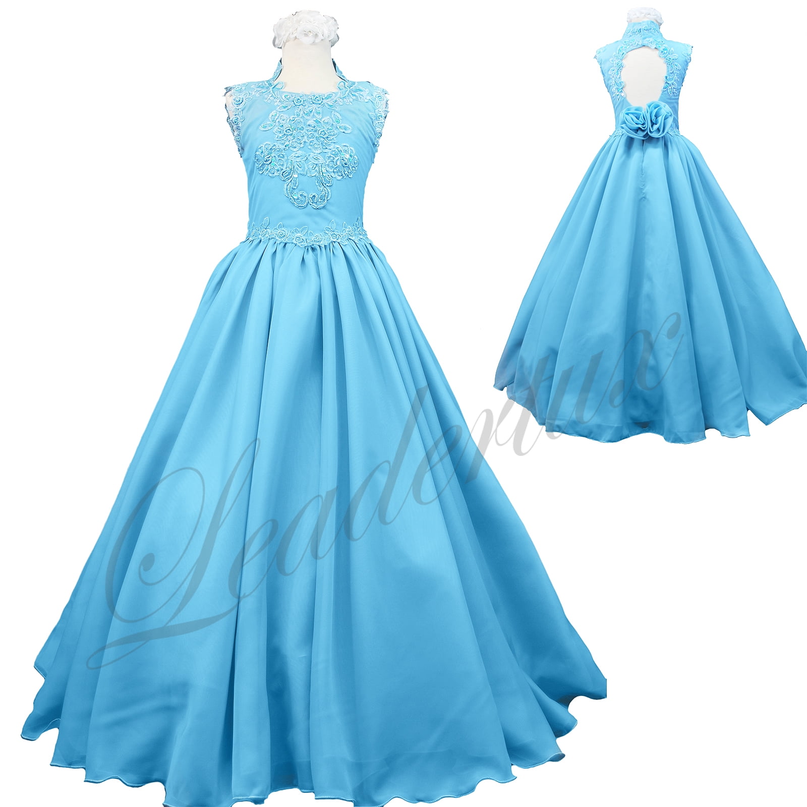 Aqua Blue Little Girl & Girl Pageant Prom Formal Dress 3 4 5 6 7 8 9 10 12  14 - Walmart.com