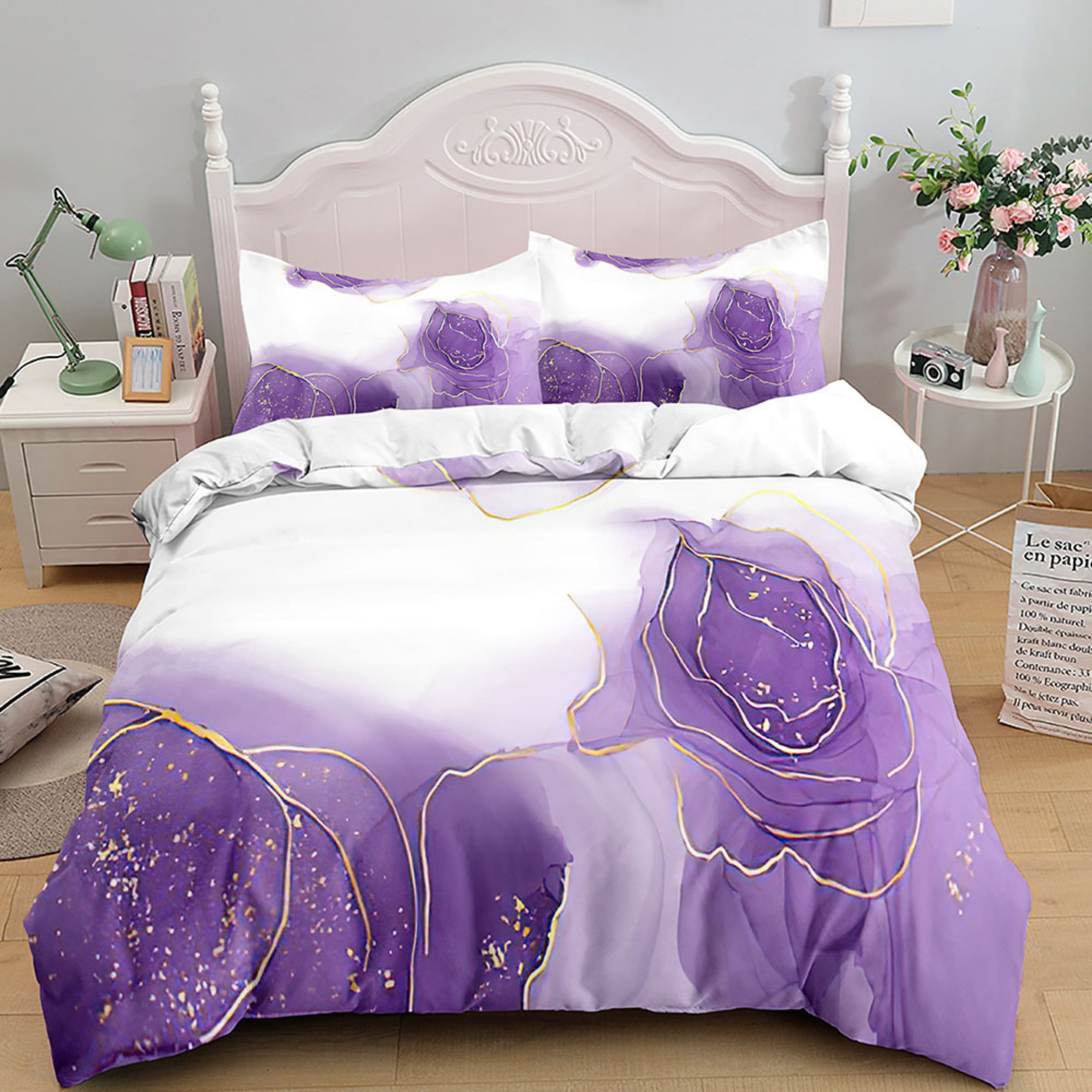 Aqua Blue Marble Bedding Set Queen Size Comforter Cover Sets for Girls