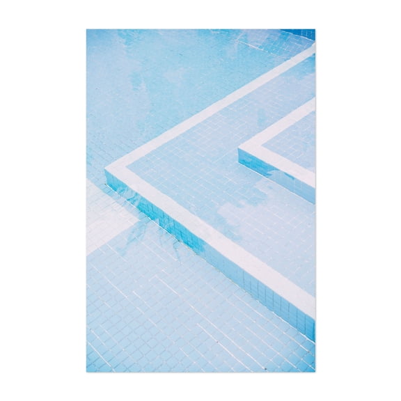 Aqua Blue Pool - Marrakesh Marrakesh-Safi Morocco Photography Minimalist Abstract Geometric Pool Pastel Water Pattern Unframed Wall Art Print 20 x 28 inches